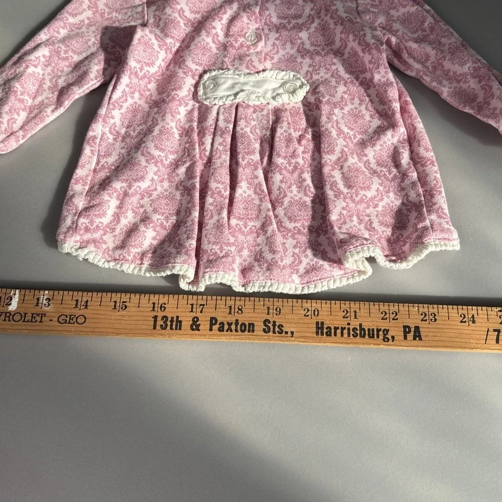 Pink Floral Baby Dress 6-9M Long‎ Sleeve Ruffle Skirt Cotton Infant Boutique EUC